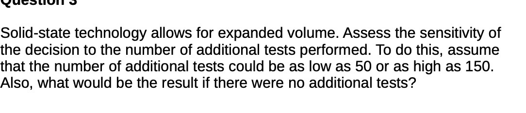 Solid-state technology allows for expanded volume. Assess the sensitivity of the decision