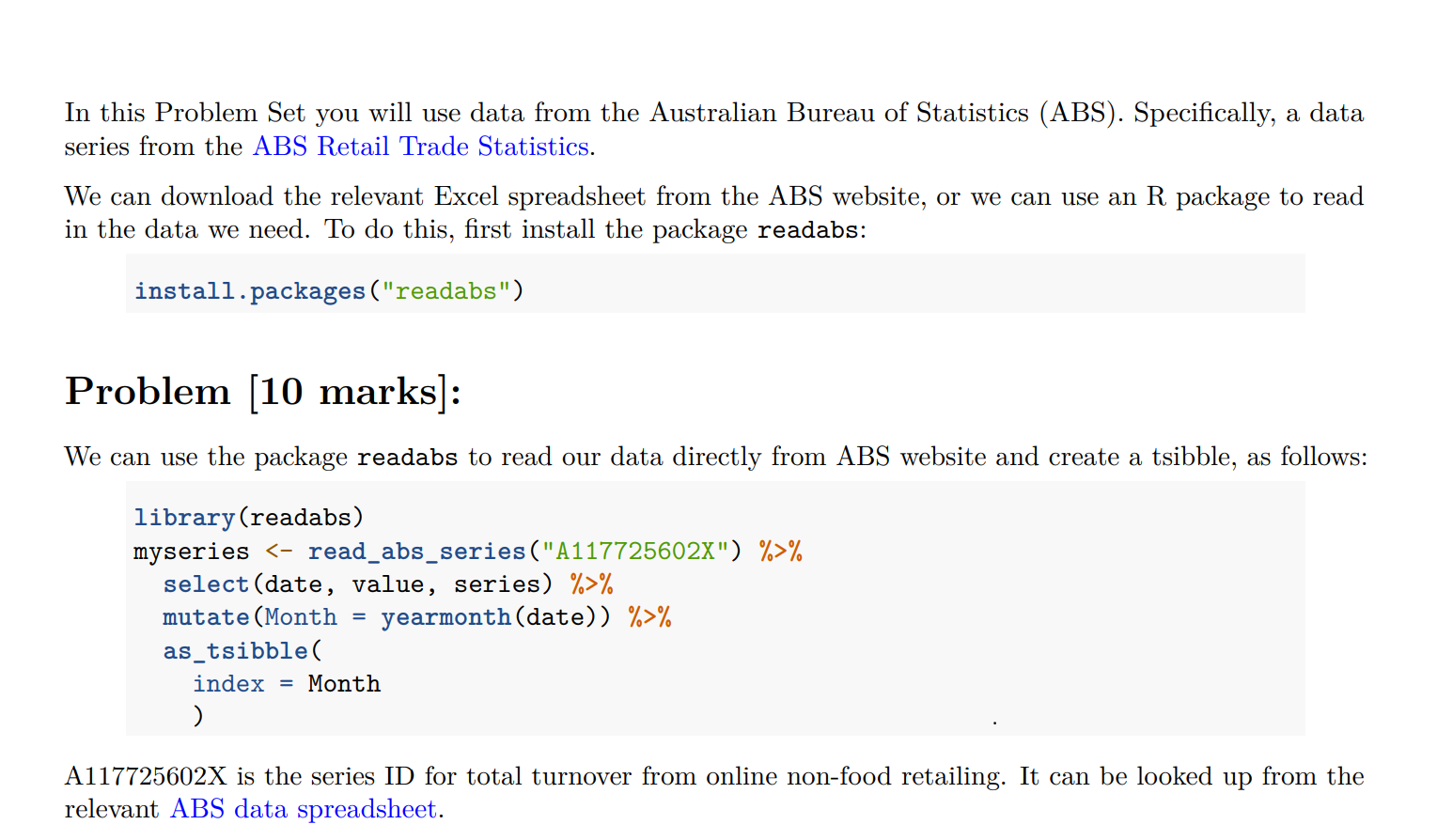 In this Problem Set you will use data from the Australian Bureau