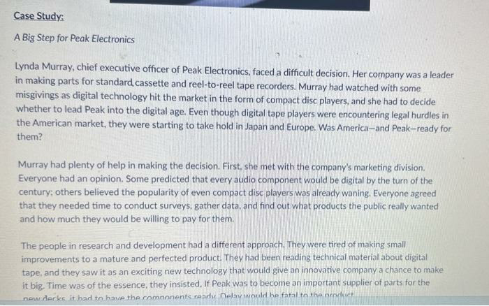 Case Study: A Big Step for Peak Electronics Lynda Murray, chief executive
