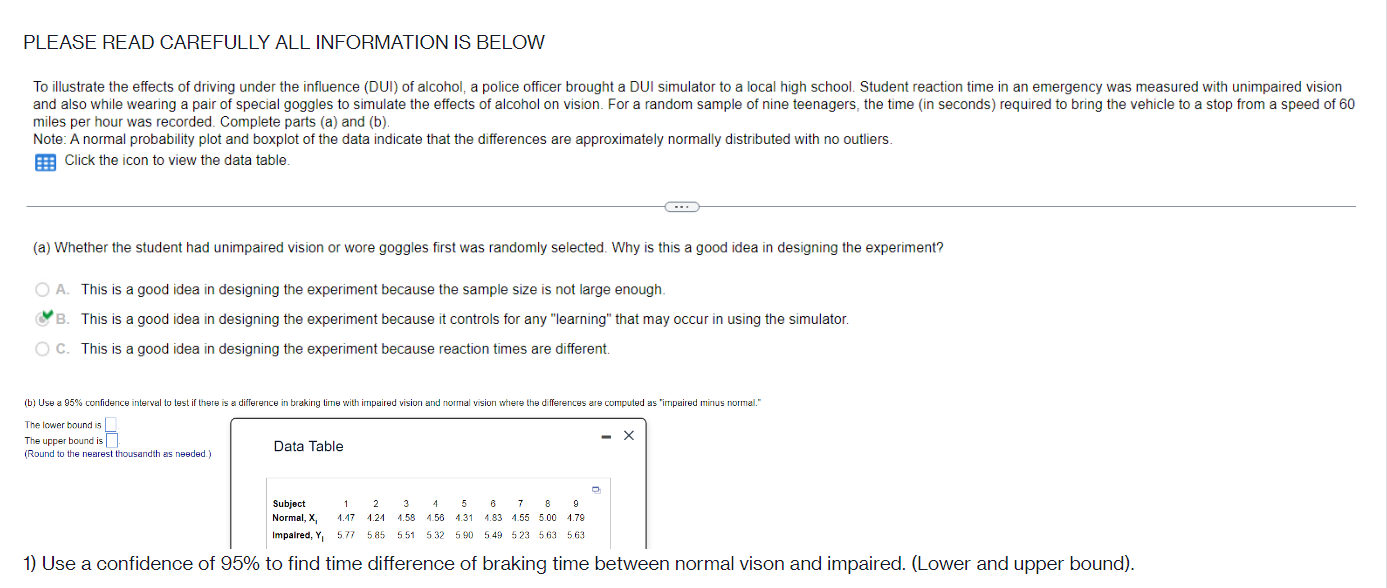 PLEASE READ CAREFULLY ALL INFORMATION IS BELOW To illustrate the effects of