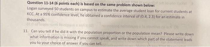 Question 11-14 (6 points each) is based on the same problem shown