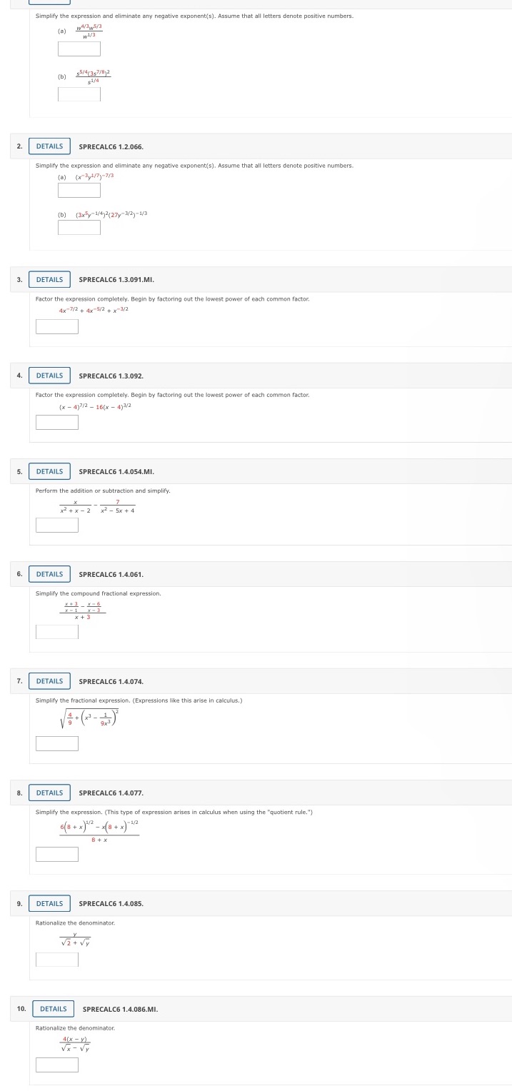 Simplify the expression and eliminate any negative exponent(s). Assume that all letters