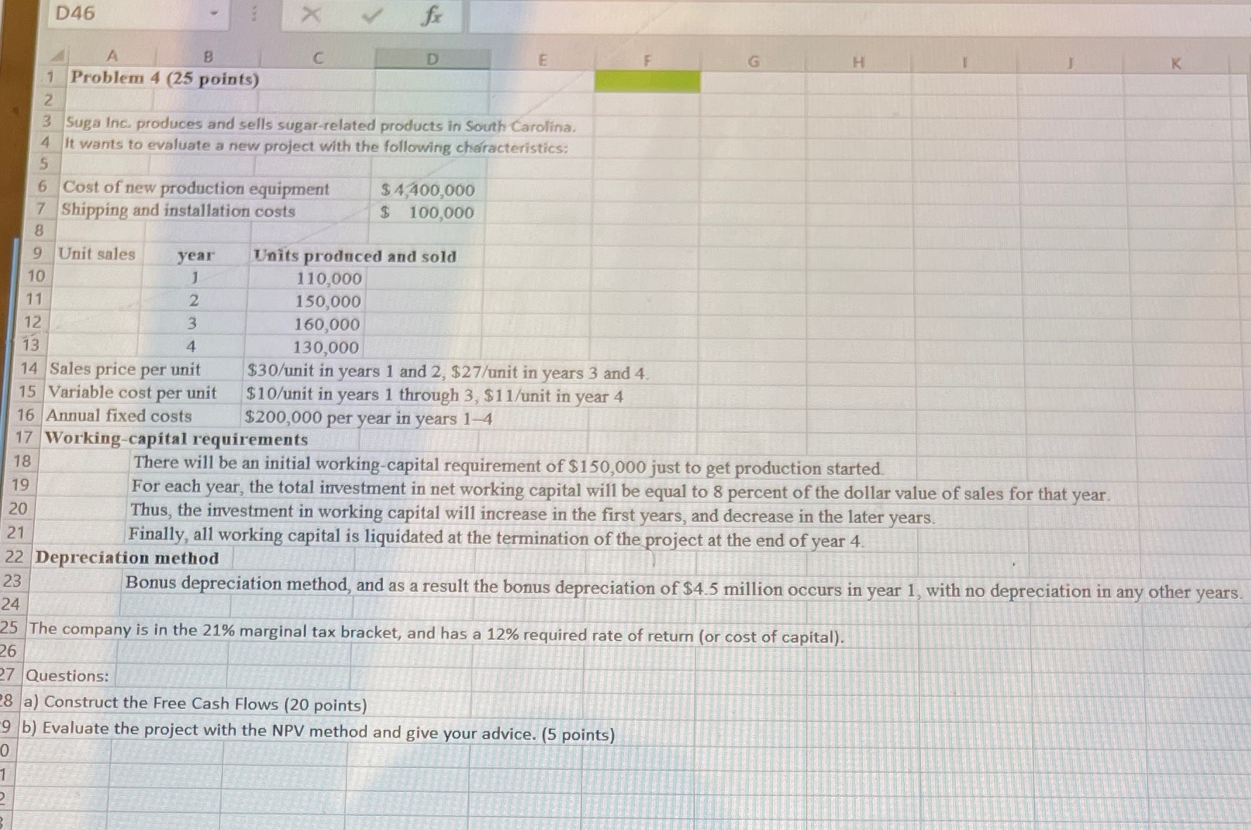 2 D46 A B 1 Problem 4 (25 points) fx C D
