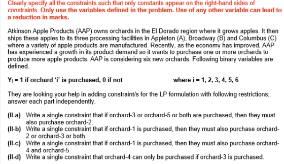 Clearly specify all the constraints such that only constants appear on the