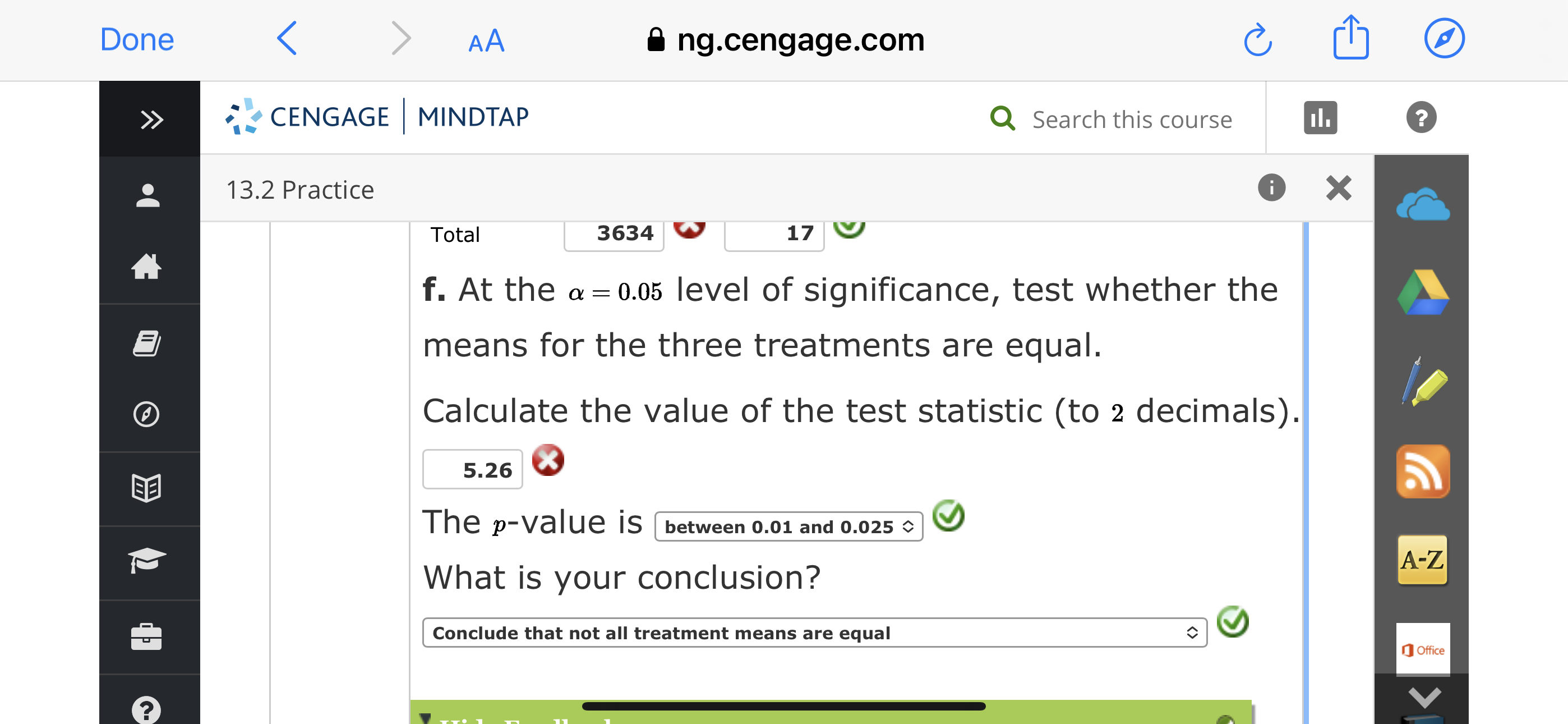 A-Z Office Done < AA ng.cengage.com CENGAGE | MINDTAP Q Search this