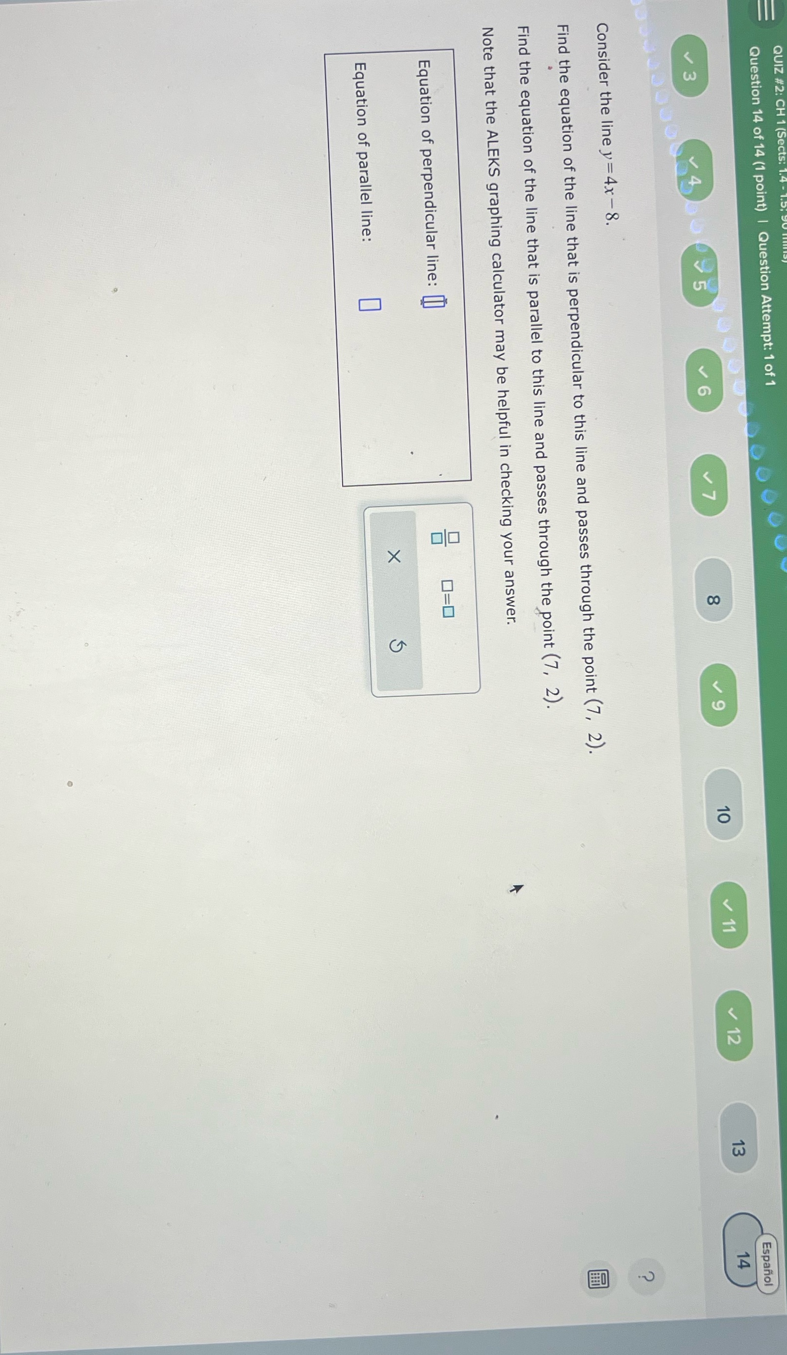 QUIZ #2: CH 1 (Sects: 1.4 - 1.59 M Question 14 of