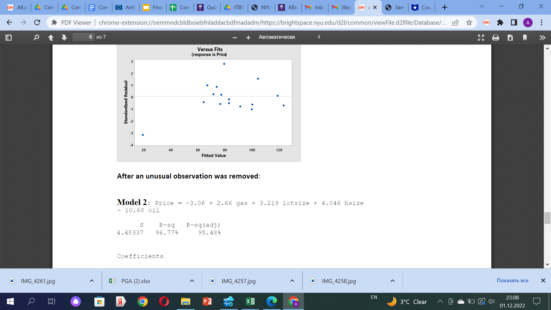 possible reason.) (2) f) The students decided to use the three-predictors model