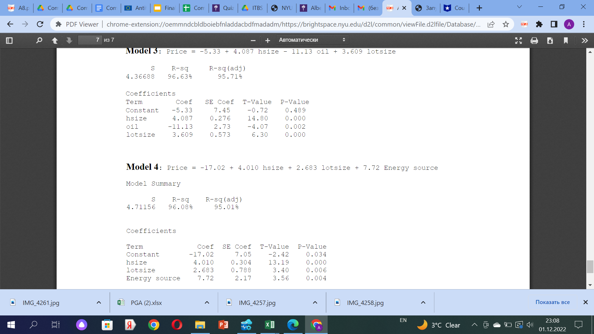 as their final model. Explain their decision. (2) g) Based on the