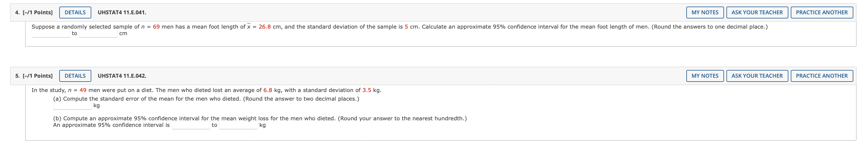4. [-/1 Points] DETAILS UHSTAT4 11.E.041. MY NOTES ASK YOUR TEACHER PRACTICE