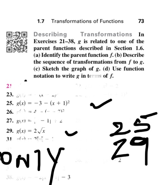 1.7 Transformations of Functions 73 13 In Describing Transformations Exercises 21-38, g