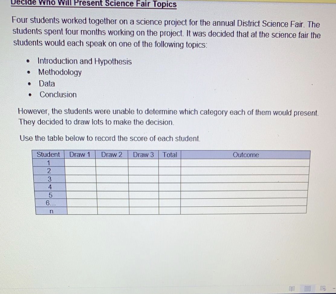 Decide Who Will Present Science Fair Topics Four students worked together on