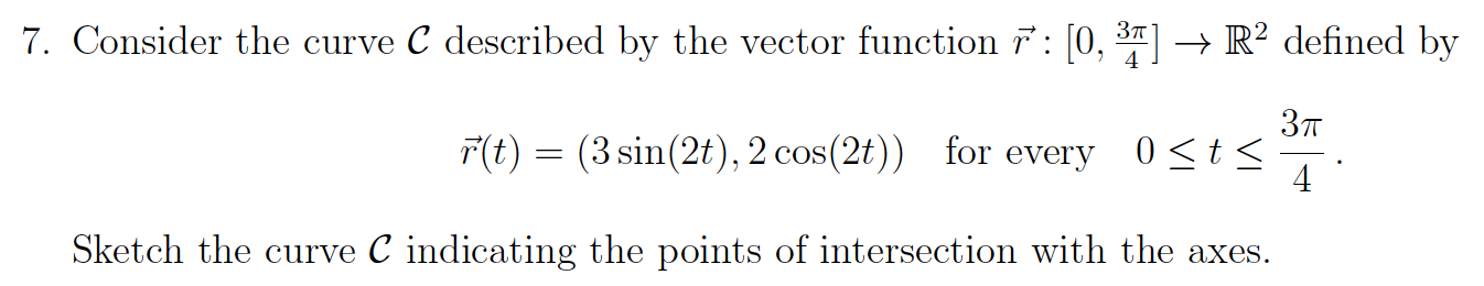 7. Consider the curve C described by the vector function 7 :