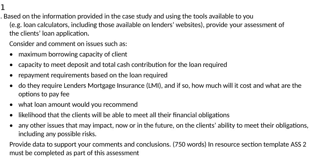 1 . Based on the information provided in the case study and