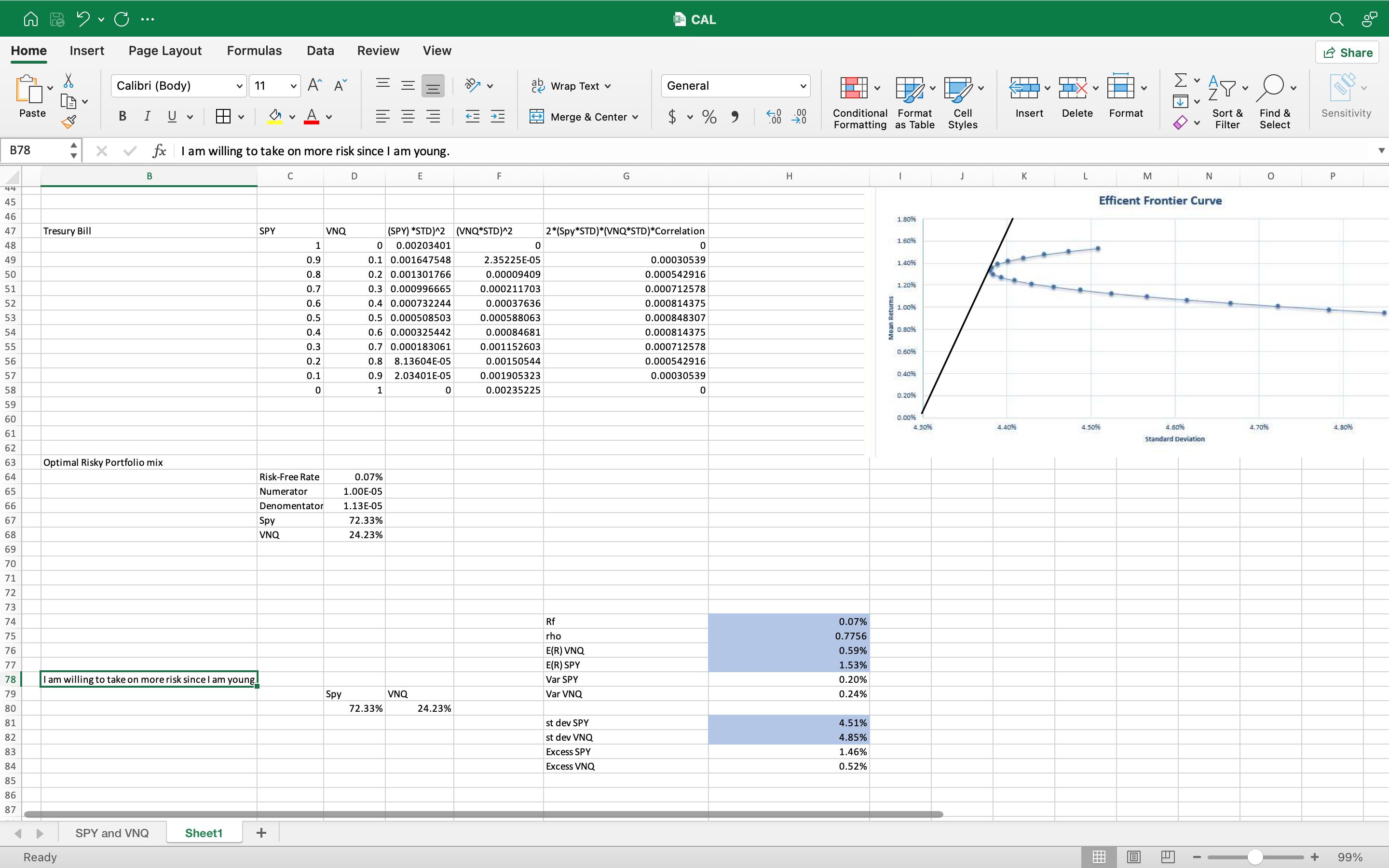 Home Paste B78 44 Insert Page Layout Formulas Data Review View Calibri