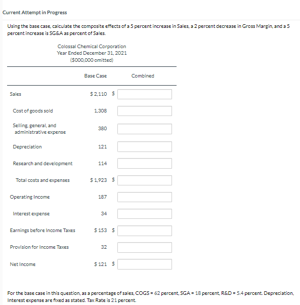 Current Attempt in Progress Using the base case, calculate the composite effects