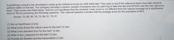 A publishing company has developed a study guide (reference book) for GRE