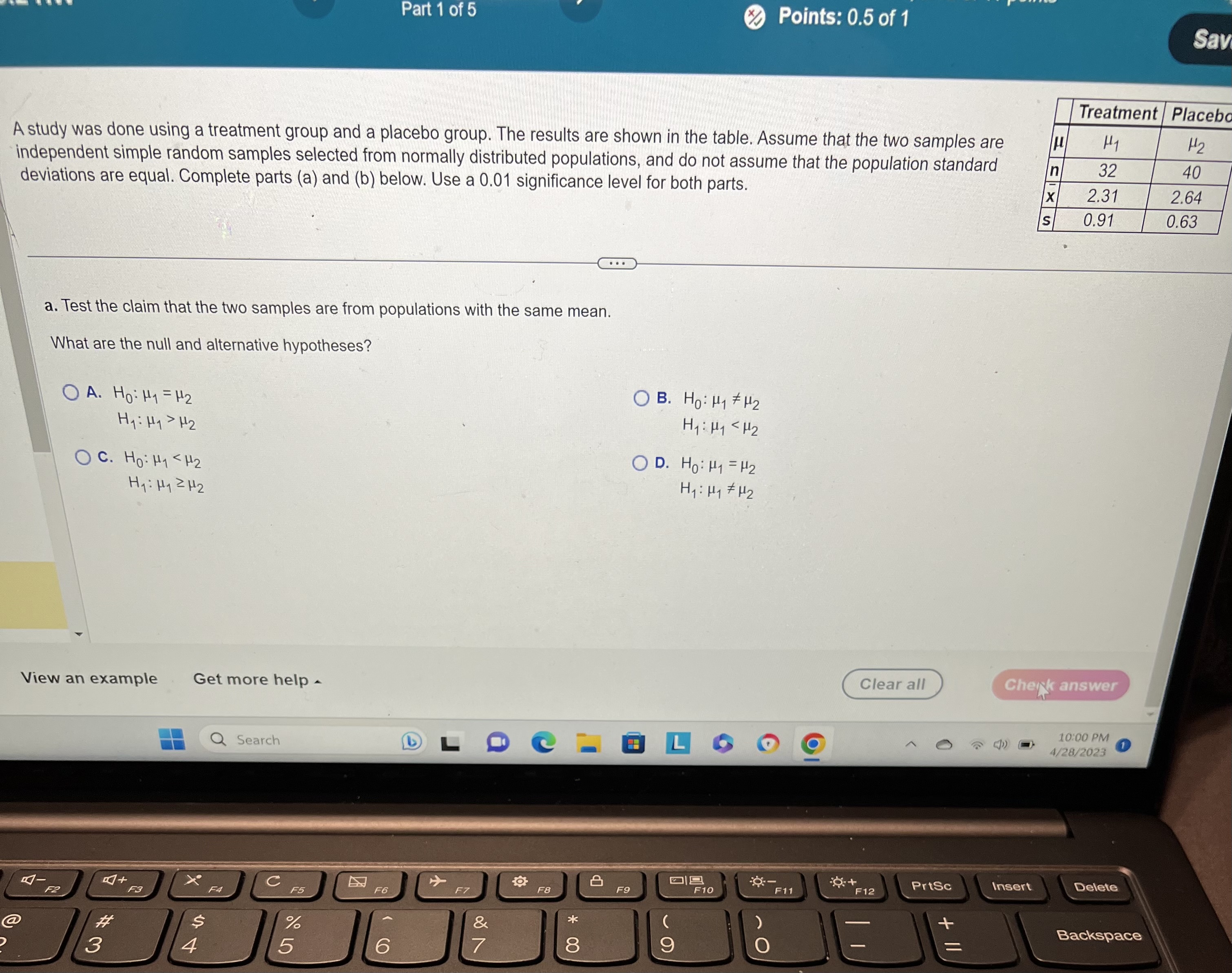 evidence to warrant rejection of the claim that the two samples are