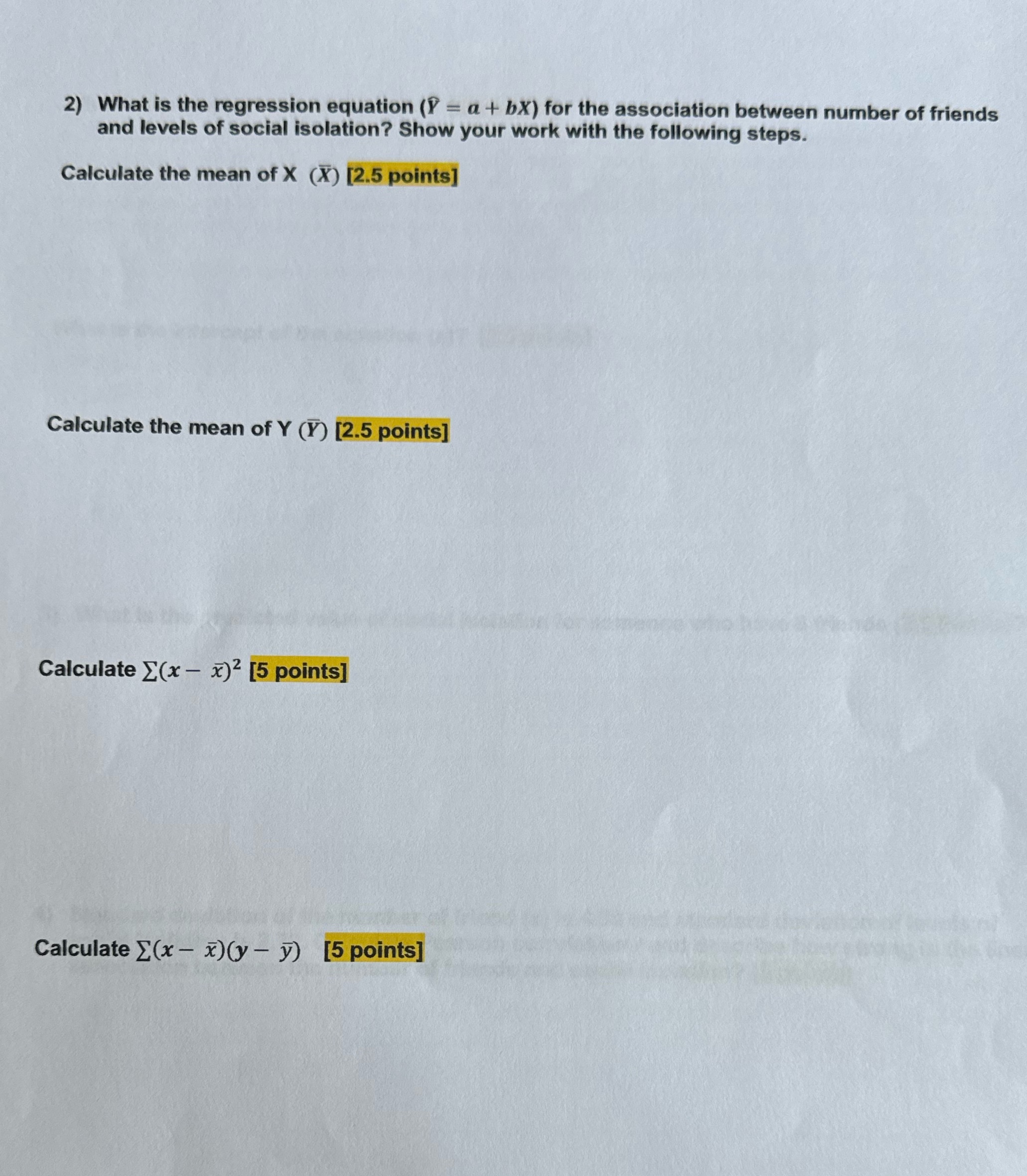 2) What is the regression equation (P= a + bx) for the