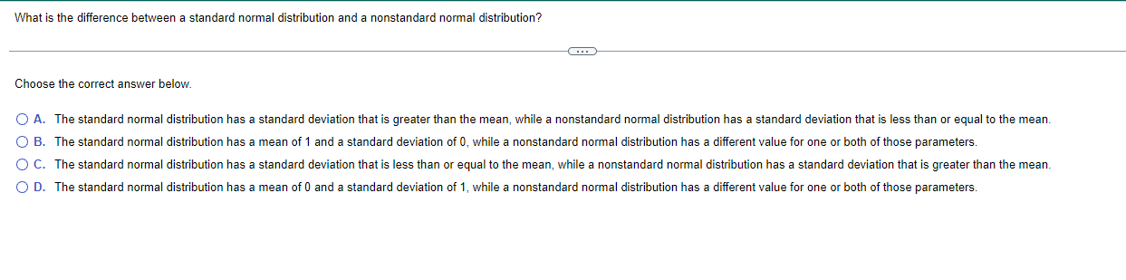 What is the difference between a standard normal distribution and a nonstandard