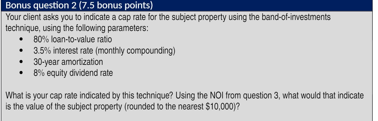 Bonus question 2 (7.5 bonus points) Your client asks you to indicate