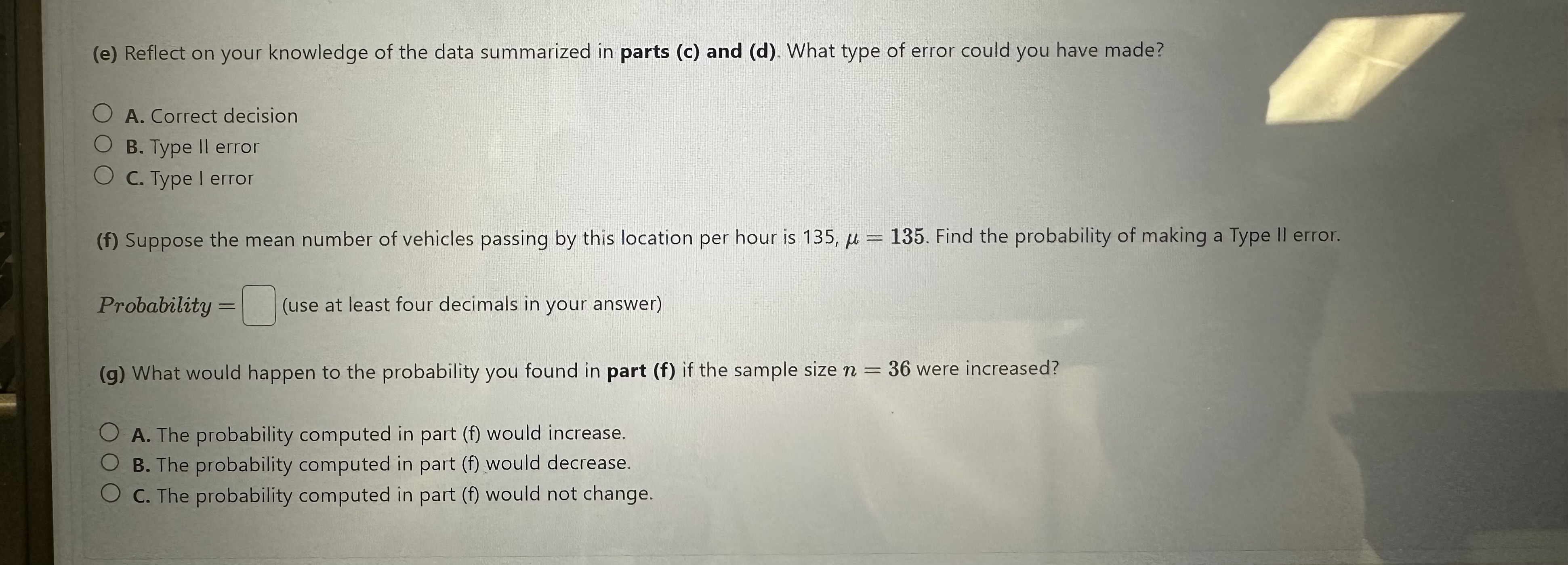 interested in determining how many vehicles, on average, pass by the proposed