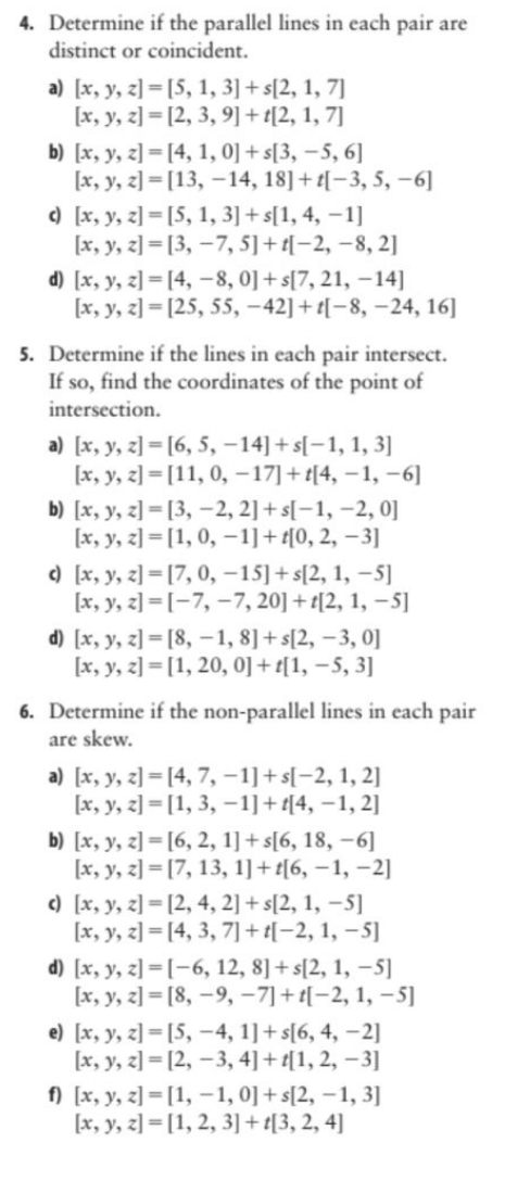 4. Determine if the parallel lines in each pair are distinct or