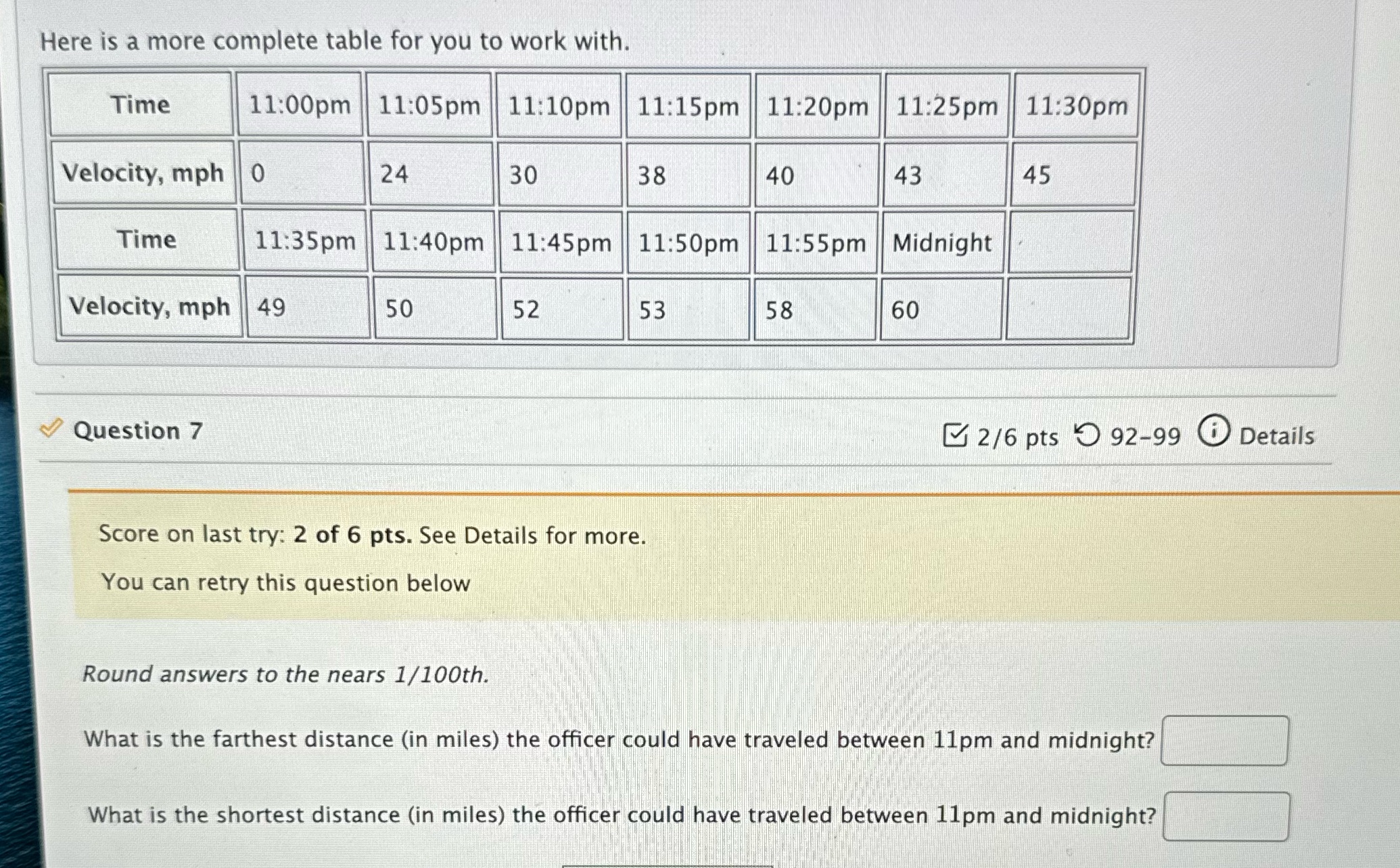 Here is a more complete table for you to work with. 11:00pm