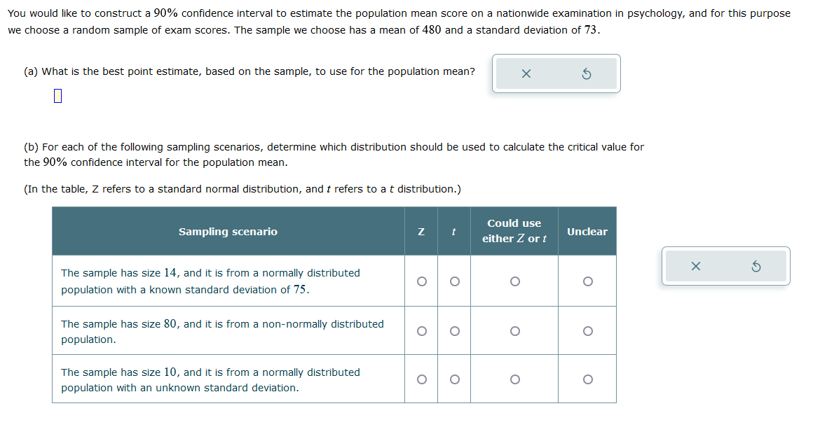 G You would like to construct a 90% confidence interval to estimate