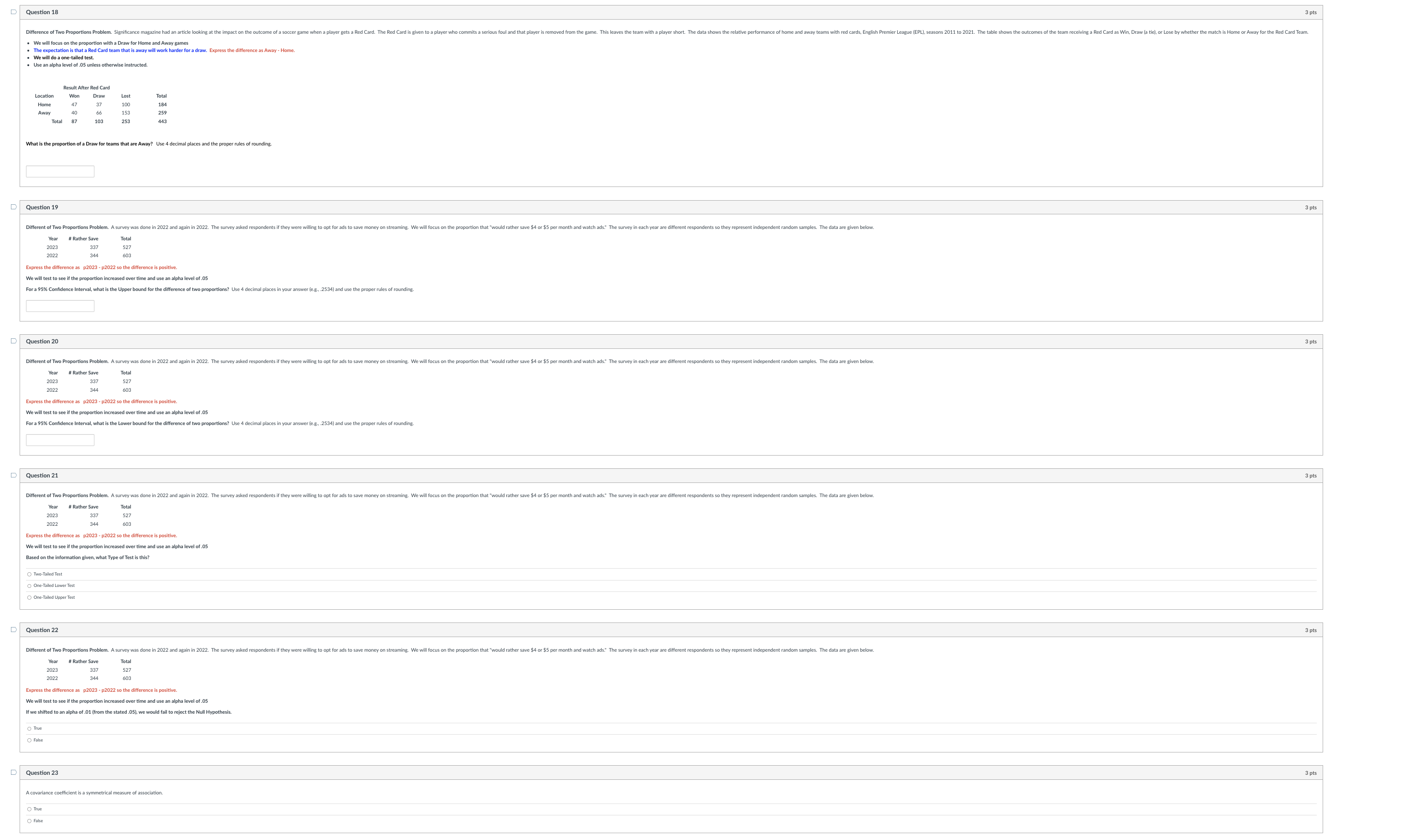 D Question 18 3 pts Difference of Two Proportions Problem. Significance magazine