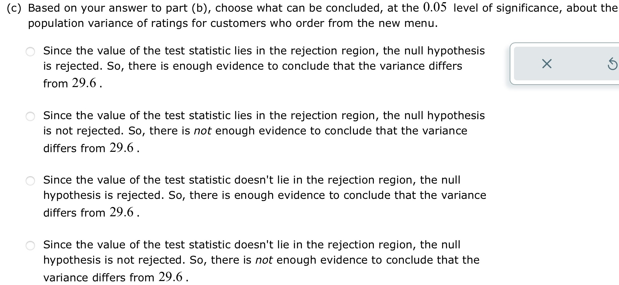 (c) Based on your answer to part (b), choose what can be