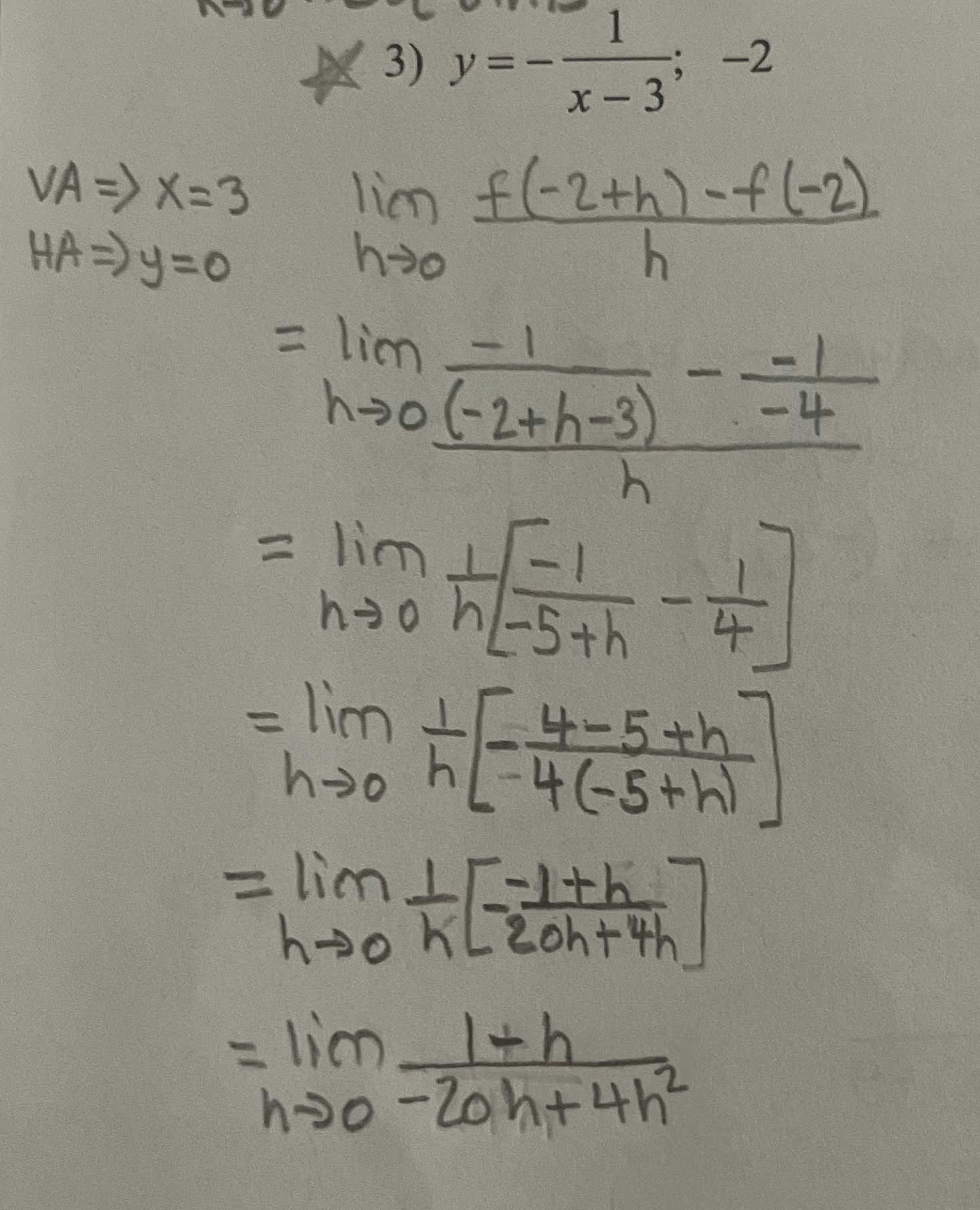 VA => X=3 HA = y=0 1 -2 3) y = -x-3