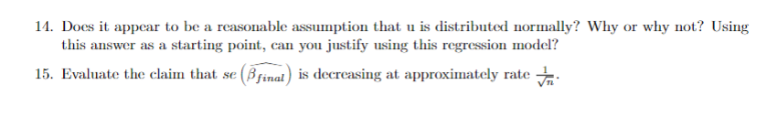 14. Does it appear to be a reasonable assumption that u is