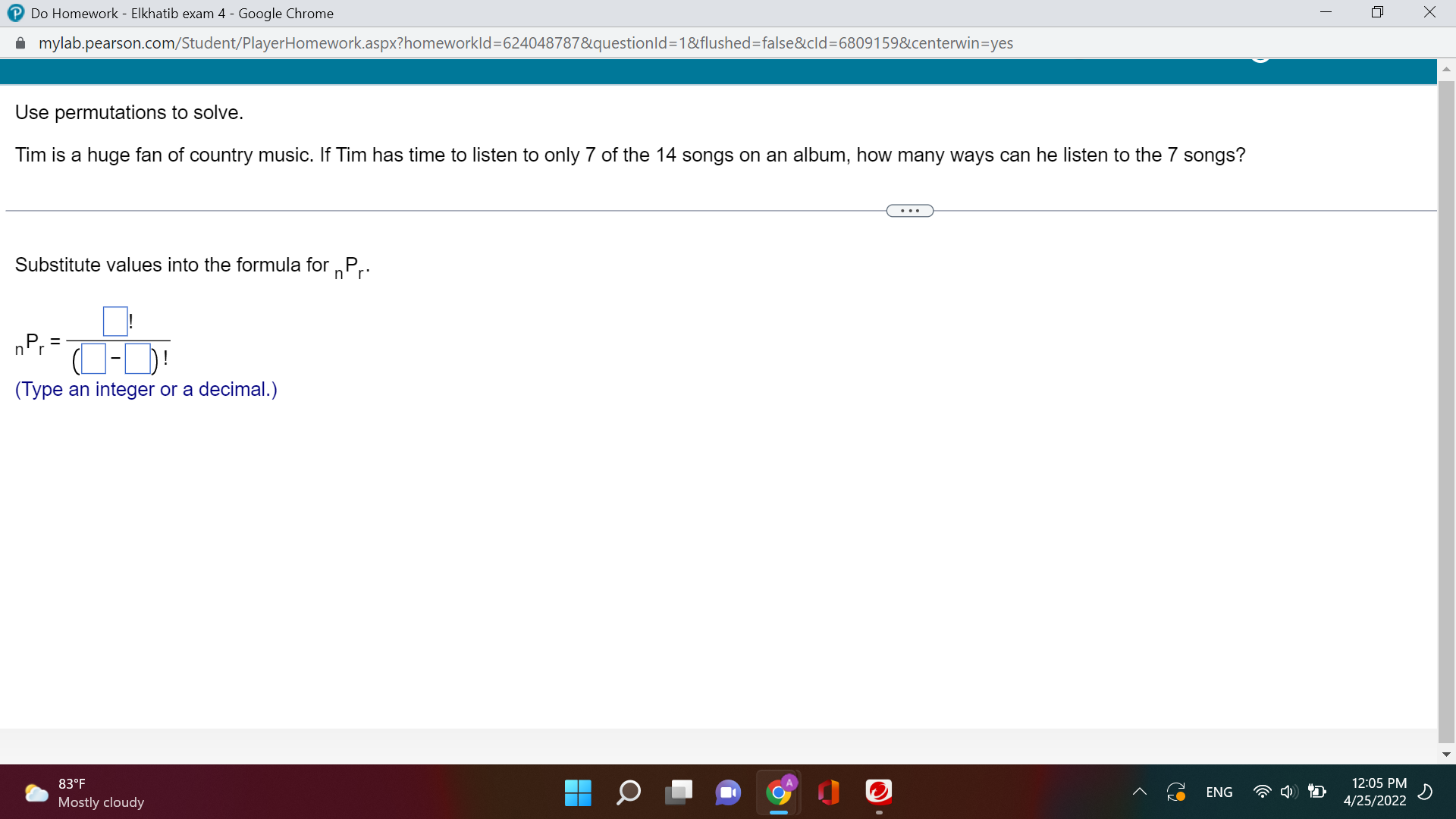 P Do Homework - Elkhatib exam 4 - Google Chrome mylab.pearson.com/Student/PlayerHomework.aspx?homeworkId=624048787&questionId=1&flushed=false&cid=6809159&centerwin=yes Use