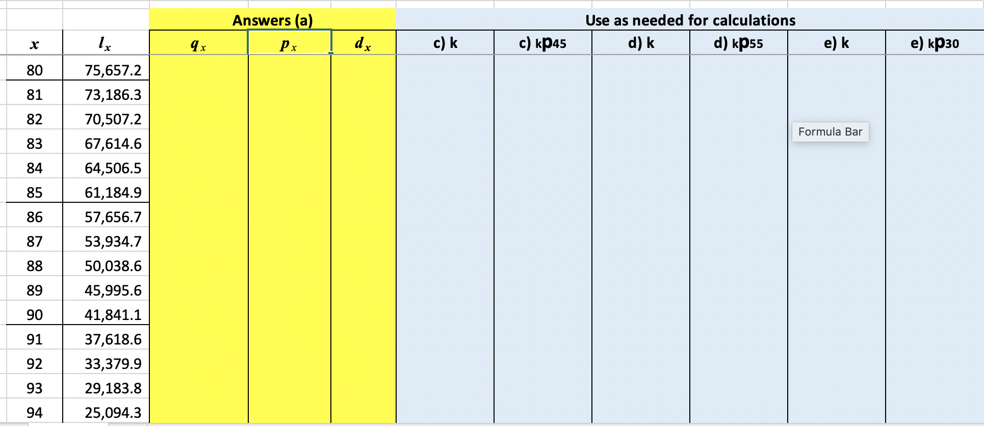 individual aged 45. b) c) d) Estimate the complete life expectancy of