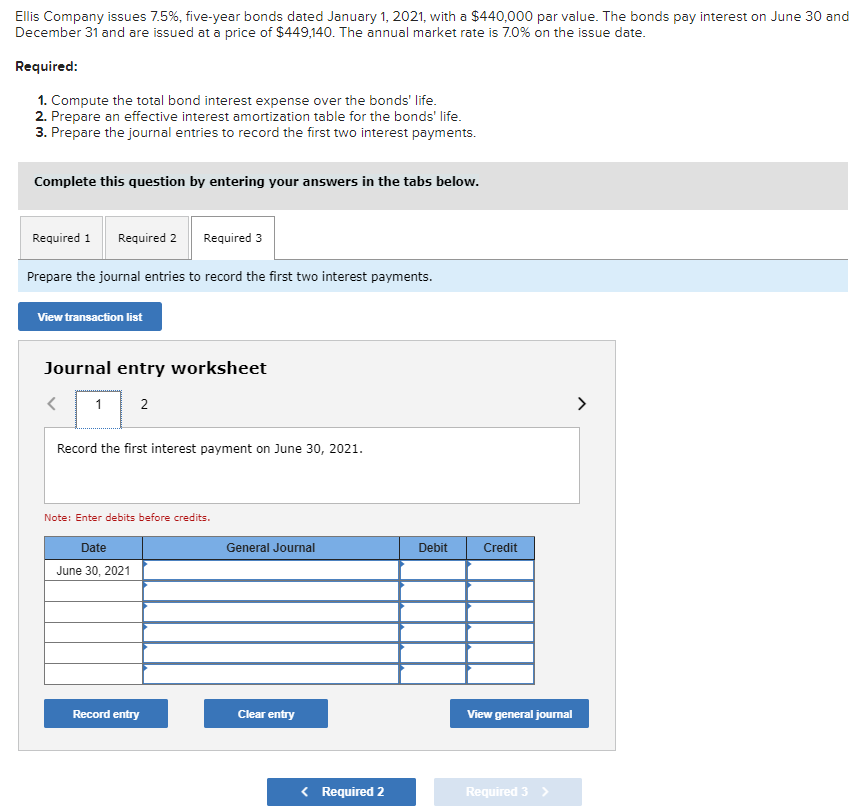 $440,000 par value. The bonds pay interest on June 30 and December