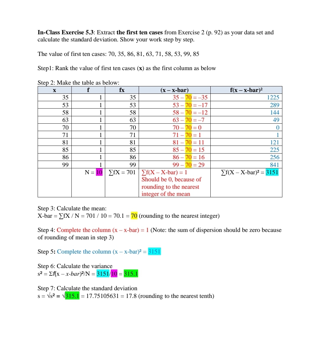 In-Class Exercise 5.3: Extract the first ten cases from Exercise 2 (p.