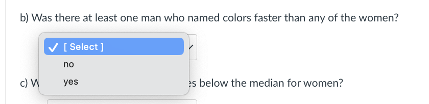 one man who named colors faster than any of the women? [Select]