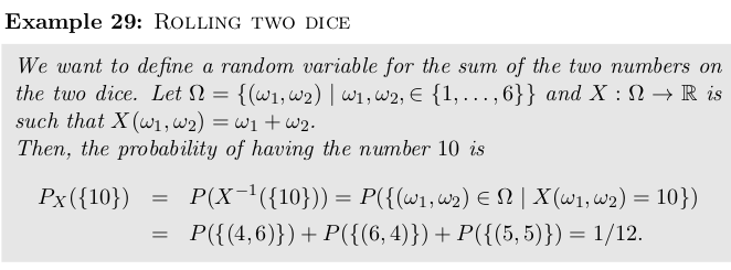 Example 29: ROLLING TWO DICE We want to define a random variable