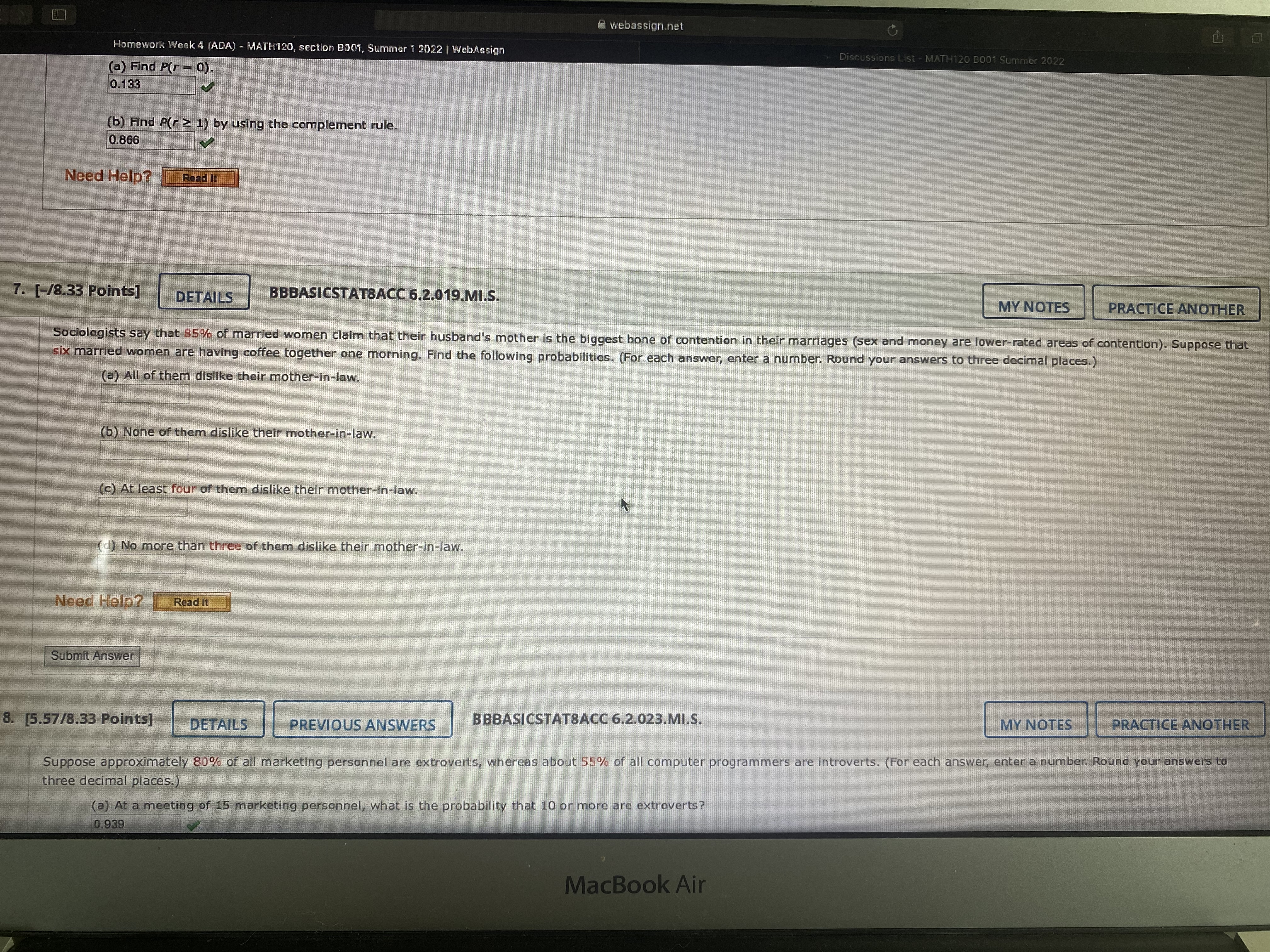 webassign.net Homework Week 4 (ADA) - MATH120, section B001, Summer 1 2022