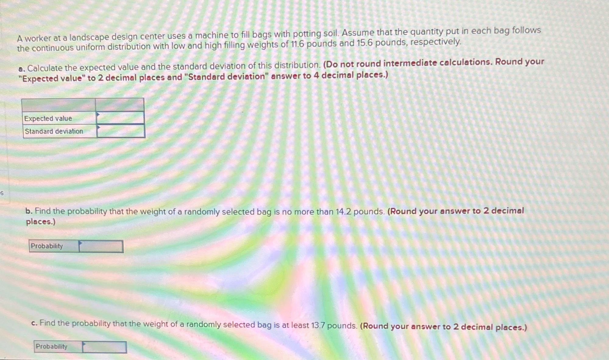 A worker at a landscape design center uses a machine to fill