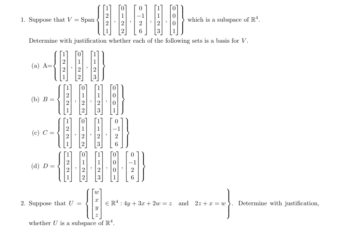 1. Suppose that V = Span 1221 6 500 which is a
