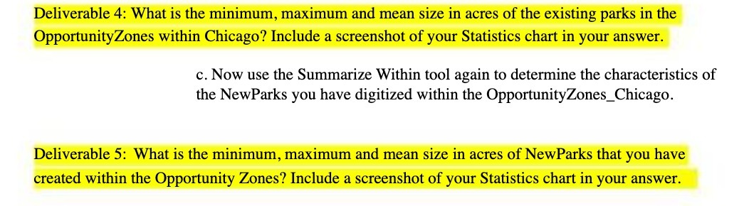 Deliverable 4: What is the minimum, maximum and mean size in acres