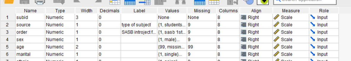 Align mym Measure uLait Role 10 outtreat Numeric 1 0 previous outpat...