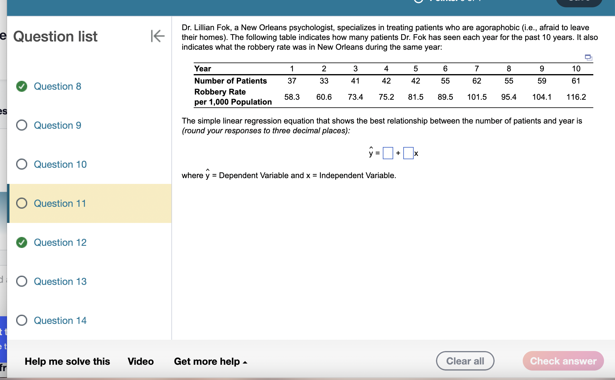 e Question list K Question 8 es Question 9 Question 10 Dr.