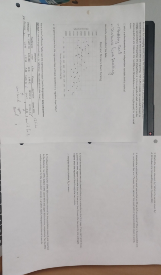3. What is the sample intercept. A? What is the sample slope,
