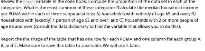 Review the RS variable in the code book. Compute the proportion of