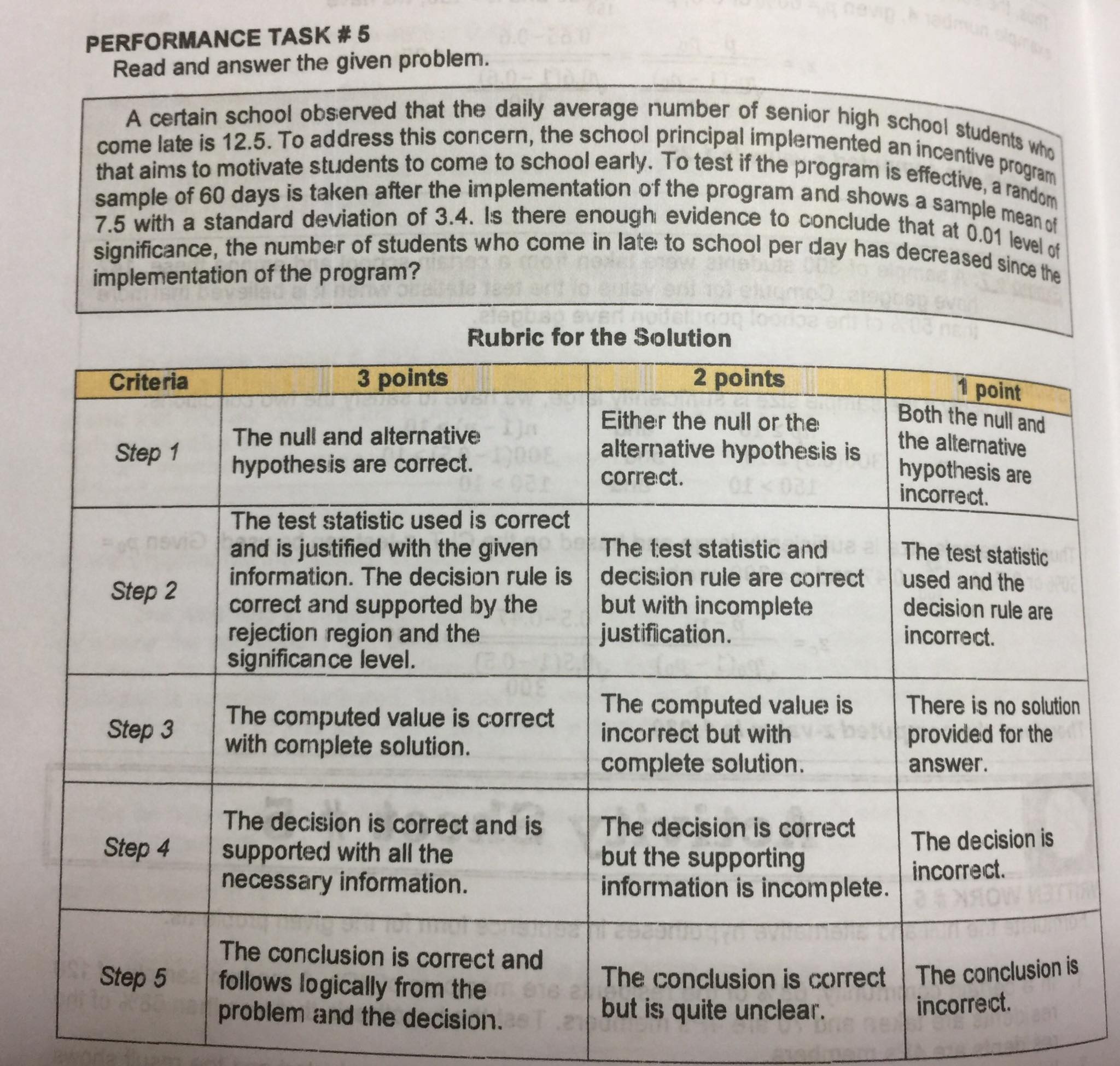 nevig adm PERFORMANCE TASK #5 Read and answer the given problem. A