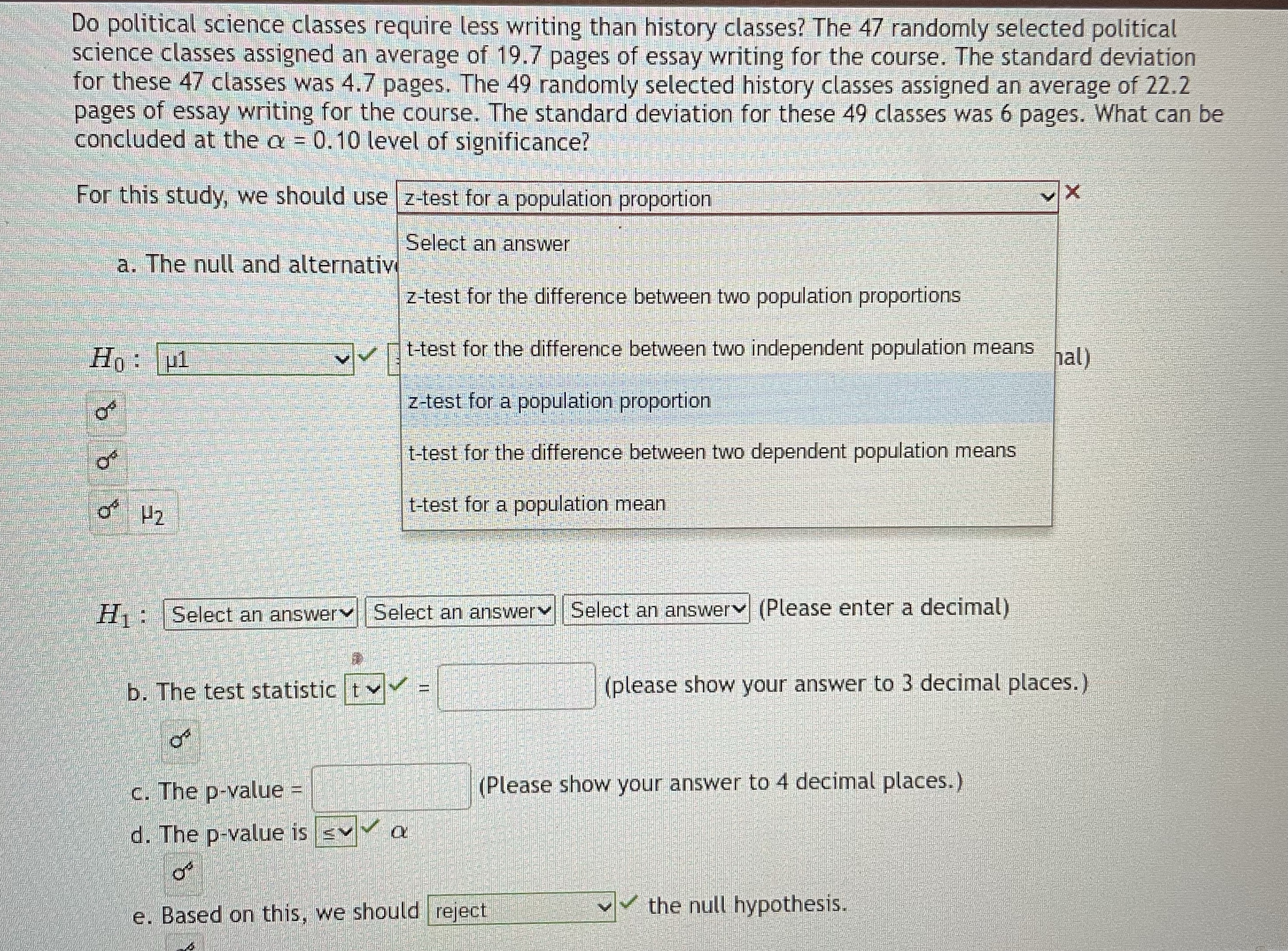Do political science classes require less writing than history classes? The 47