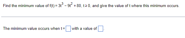Find the minimum value of f(t) = 31 - 9t + 80,