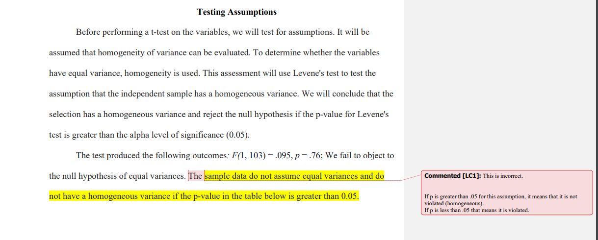 Testing Assumptions Before performing a t-test on the variables, we will test